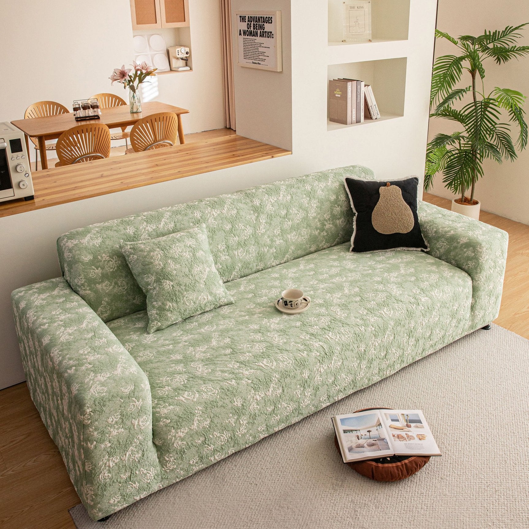 High Stretch Thick 3D Spacer Sofa Cover, Air-Layer Jacquard Cushioned Couch Slipcover - Ornate Home
