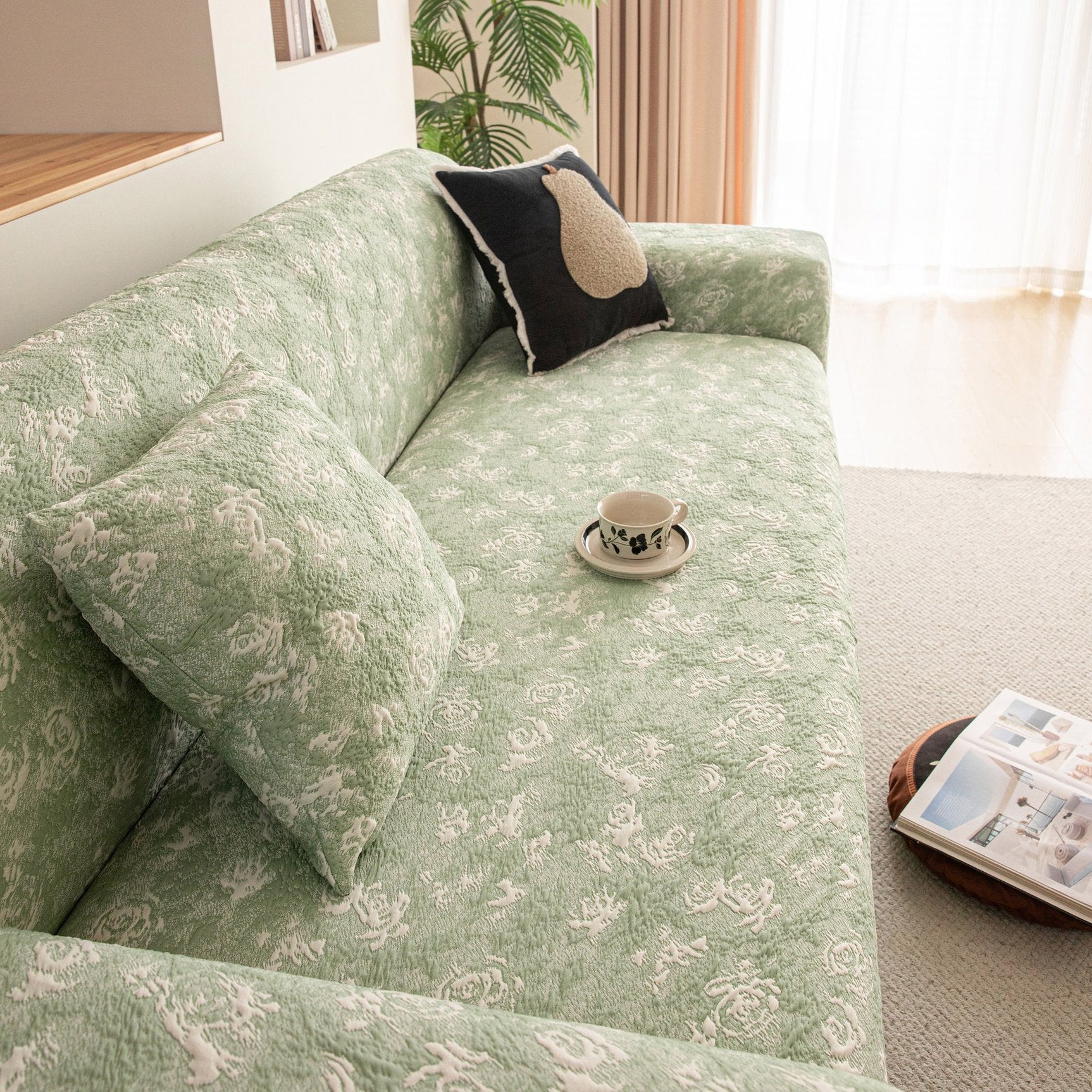 High Stretch Thick 3D Spacer Sofa Cover, Air-Layer Jacquard Cushioned Couch Slipcover - Ornate Home