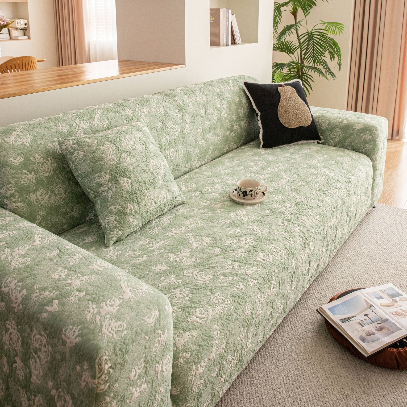 High Stretch Thick 3D Spacer Sofa Cover, Air-Layer Jacquard Cushioned Couch Slipcover - Ornate Home