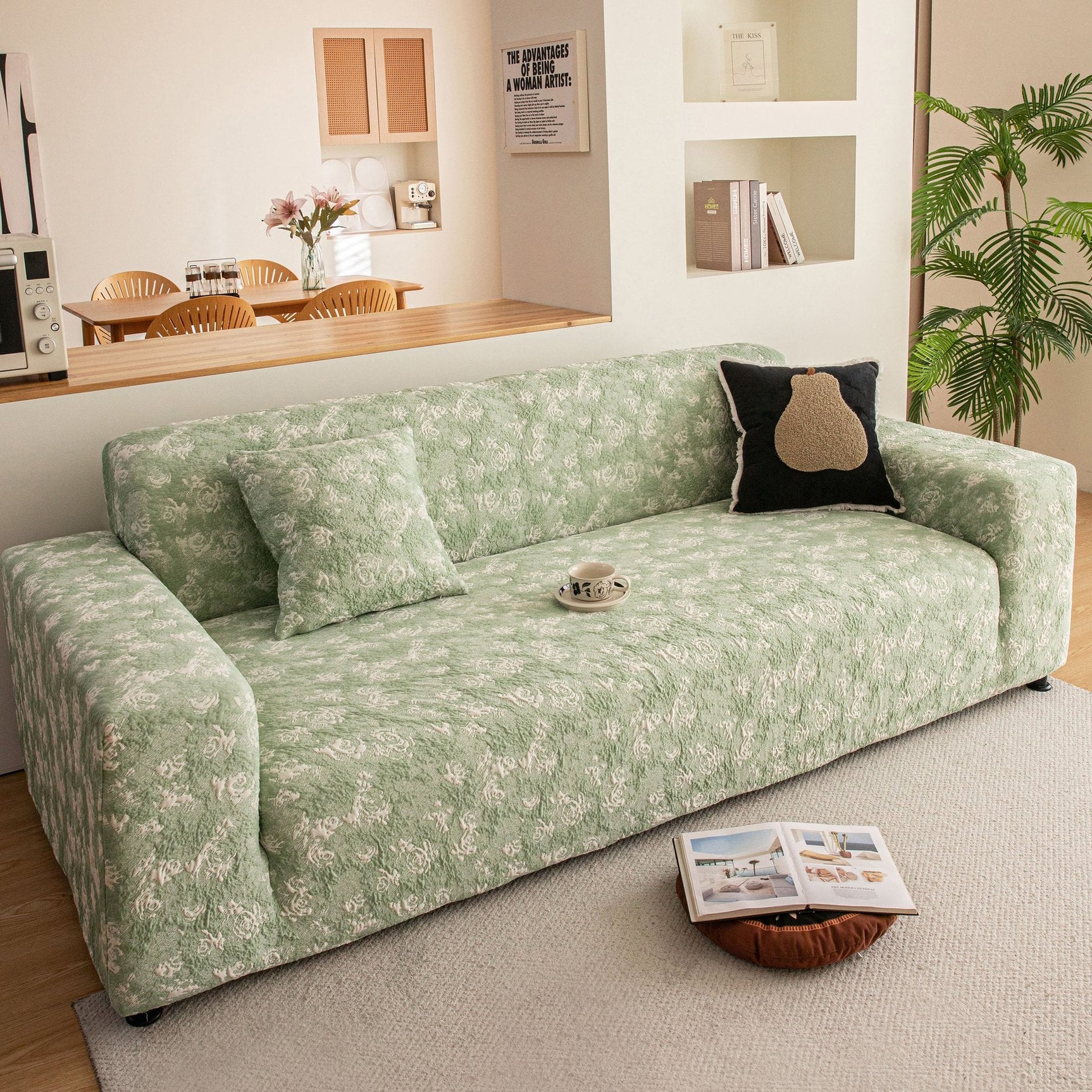 High Stretch Thick 3D Spacer Sofa Cover, Air-Layer Jacquard Cushioned Couch Slipcover - Ornate Home