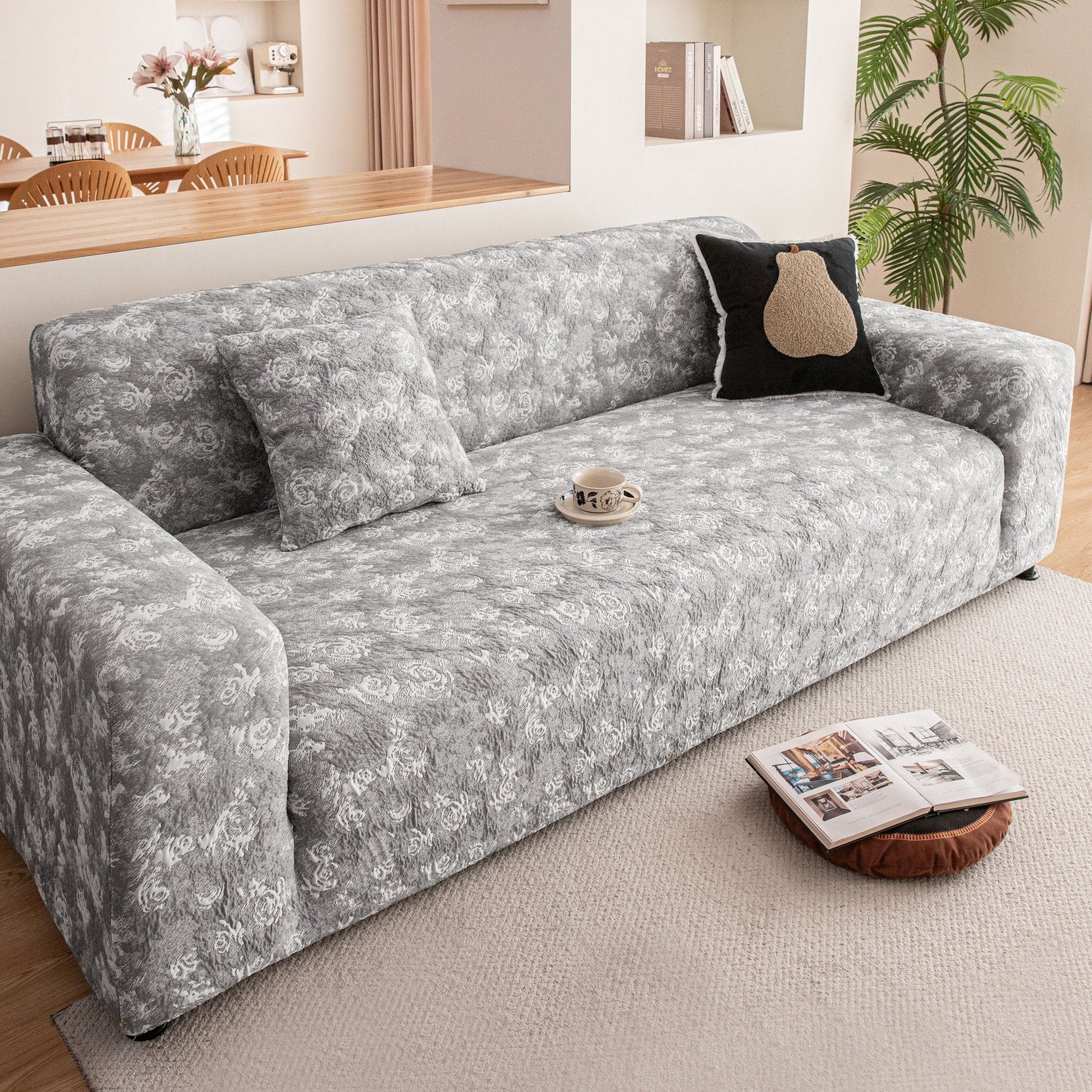 High Stretch Thick 3D Spacer Sofa Cover, Air-Layer Jacquard Cushioned Couch Slipcover - Ornate Home