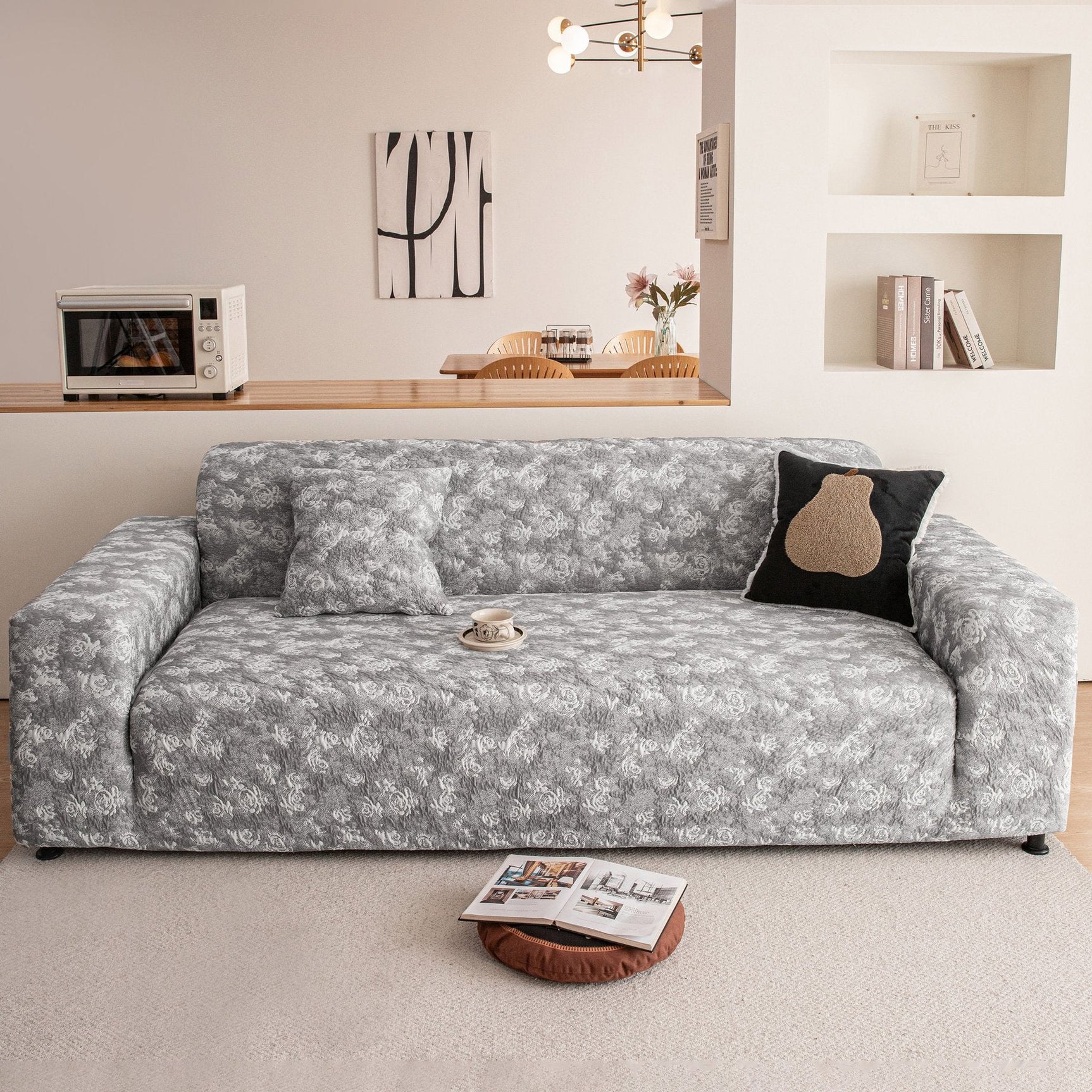 High Stretch Thick 3D Spacer Sofa Cover, Air-Layer Jacquard Cushioned Couch Slipcover - Ornate Home