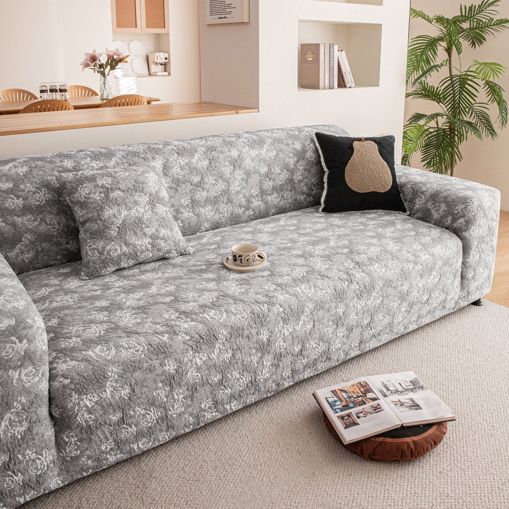 High Stretch Thick 3D Spacer Sofa Cover, Air-Layer Jacquard Cushioned Couch Slipcover - Ornate Home