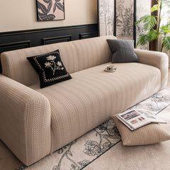 High Stretch Wheat Ear Embossed Textured Couch Slipcover, Water Repellent Sofa Cover - Ornate Home