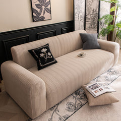 High Stretch Wheat Ear Embossed Textured Couch Slipcover, Water Repellent Sofa Cover - Ornate Home