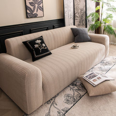 High Stretch Wheat Ear Embossed Textured Couch Slipcover, Water Repellent Sofa Cover - Ornate Home