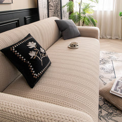 High Stretch Wheat Ear Embossed Textured Couch Slipcover, Water Repellent Sofa Cover - Ornate Home