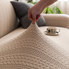 High Stretch Wheat Ear Embossed Textured Couch Slipcover, Water Repellent Sofa Cover - Ornate Home