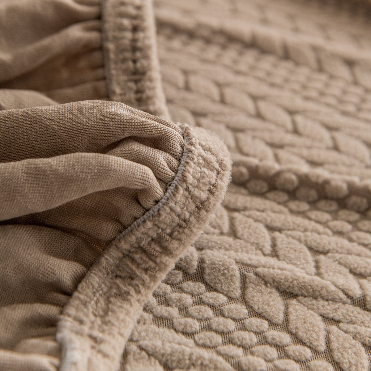 High Stretch Wheat Ear Embossed Textured Couch Slipcover, Water Repellent Sofa Cover - Ornate Home