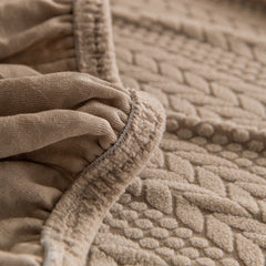 High Stretch Wheat Ear Embossed Textured Couch Slipcover, Water Repellent Sofa Cover - Ornate Home