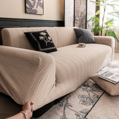 High Stretch Wheat Ear Embossed Textured Couch Slipcover, Water Repellent Sofa Cover - Ornate Home