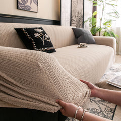 High Stretch Wheat Ear Embossed Textured Couch Slipcover, Water Repellent Sofa Cover - Ornate Home