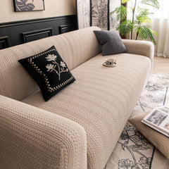 High Stretch Wheat Ear Embossed Textured Couch Slipcover, Water Repellent Sofa Cover - Ornate Home