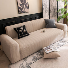 High Stretch Wheat Ear Embossed Textured Couch Slipcover, Water Repellent Sofa Cover - Ornate Home