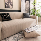 High Stretch Wheat Ear Embossed Textured Couch Slipcover, Water Repellent Sofa Cover - Ornate Home