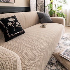 High Stretch Wheat Ear Embossed Textured Couch Slipcover, Water Repellent Sofa Cover - Ornate Home