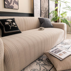 High Stretch Wheat Ear Embossed Textured Couch Slipcover, Water Repellent Sofa Cover - Ornate Home