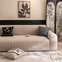 High Stretch Wheat Ear Embossed Textured Couch Slipcover, Water Repellent Sofa Cover - Ornate Home