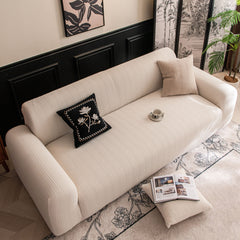 High Stretch Wheat Ear Embossed Textured Couch Slipcover, Water Repellent Sofa Cover - Ornate Home