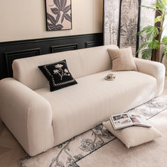 High Stretch Wheat Ear Embossed Textured Couch Slipcover, Water Repellent Sofa Cover - Ornate Home