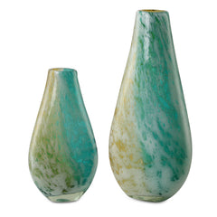 High Tide Gold/Green Glass Vases (Set of 2) - Ornate Home