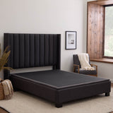 Highrise™ Charcoal King Thin Deck Upholstered Platform Bed Frame - Ornate Home