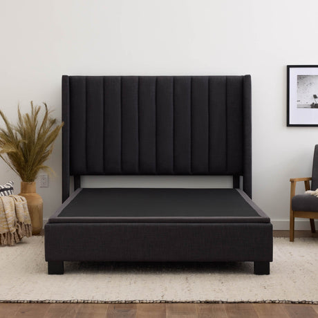Highrise™ Charcoal Twin XL Thin Deck Upholstered Platform Bed Frame - Ornate Home