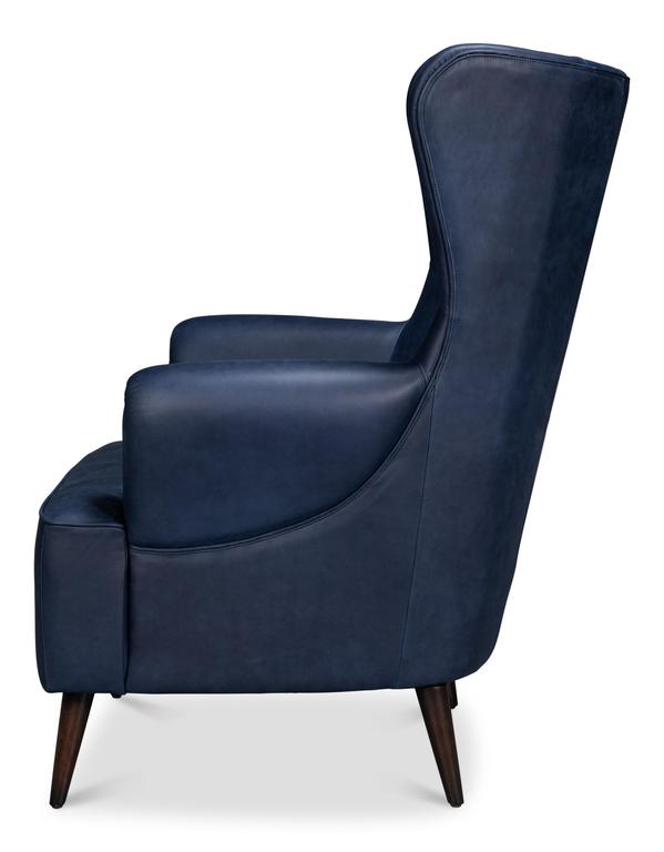 Hightower Blue Distilled Leather Chair - Ornate Home