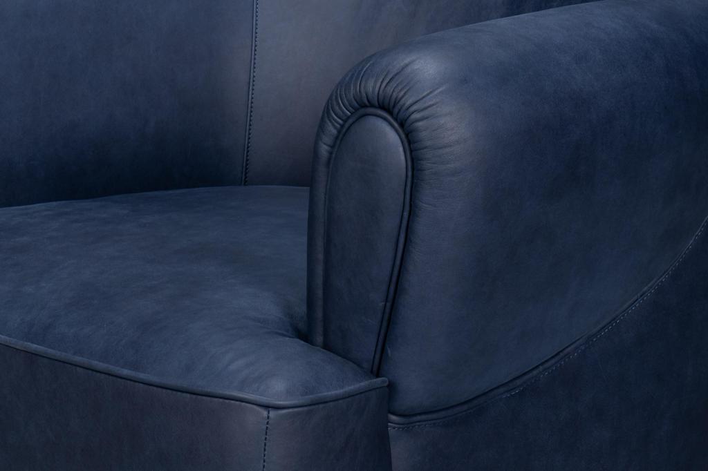 Hightower Blue Distilled Leather Chair - Ornate Home