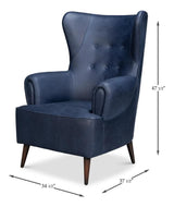 Hightower Blue Distilled Leather Chair - Ornate Home