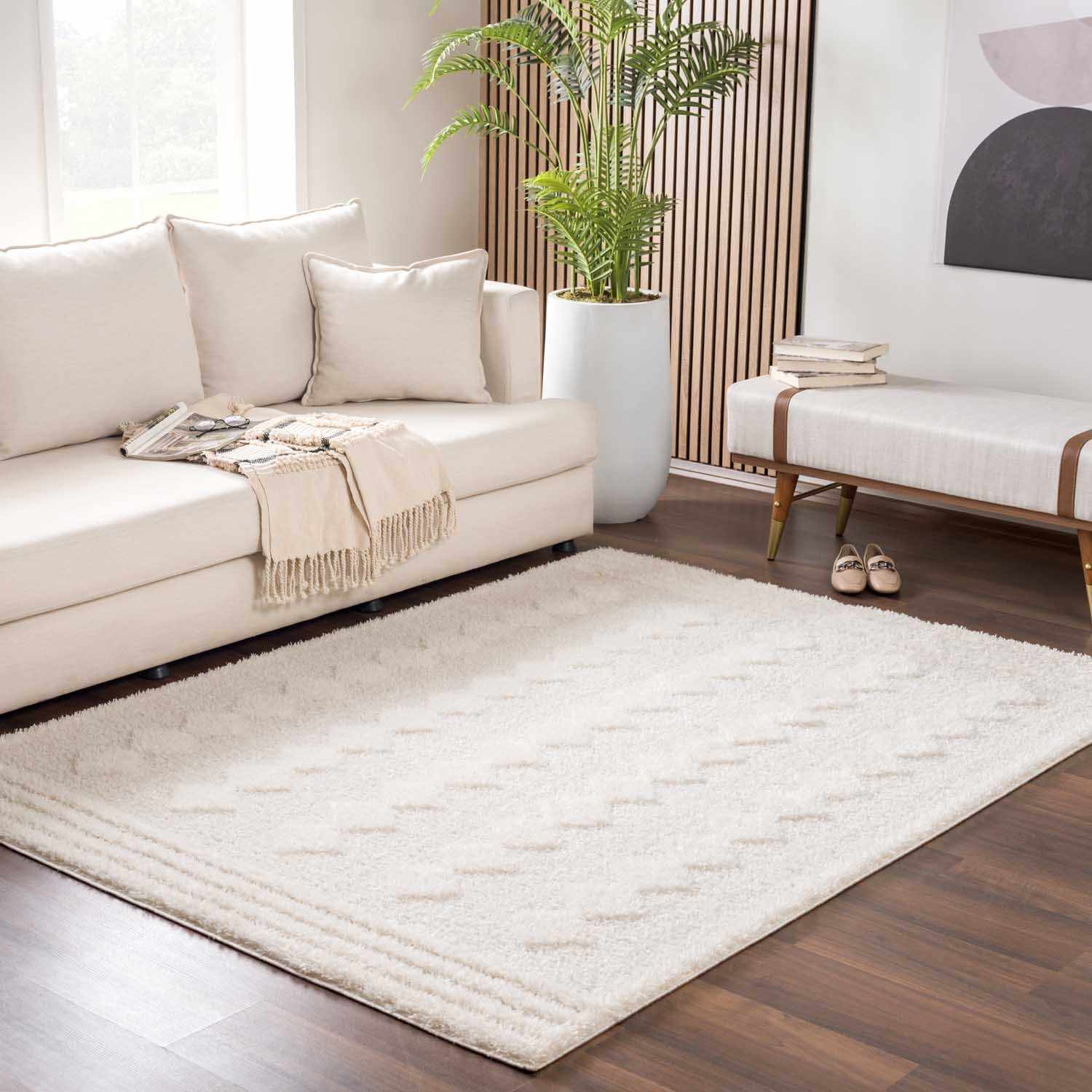 Hija Cream High-Low Area Rug - Ornate Home