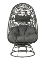 Hikre Charcoal & Black Patio Lounge Chair w/ Side Table 2pc set - Ornate Home