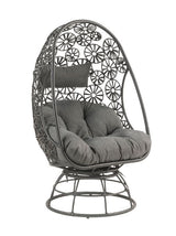 Hikre Charcoal & Black Patio Lounge Chair w/ Side Table 2pc set - Ornate Home