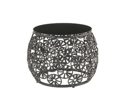 Hikre Charcoal & Black Patio Lounge Chair w/ Side Table 2pc set - Ornate Home