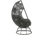 Hikre Charcoal & Black Patio Lounge Chair w/ Side Table 2pc set - Ornate Home