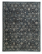 Hilcott Blue/Cream/Brown 7'10" x 10'6" Rug - Ornate Home