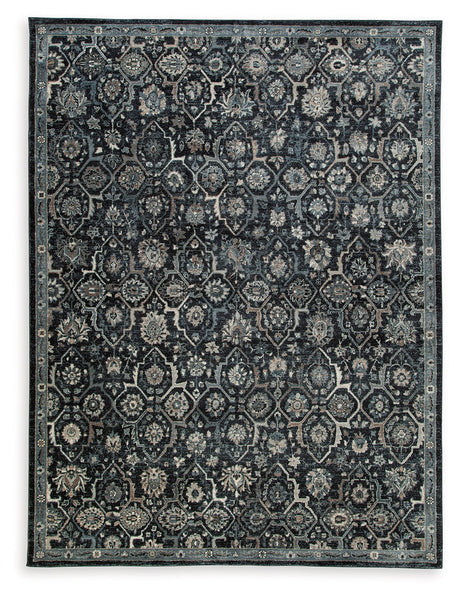 Hilcott Blue/Cream/Brown 7'10" x 10'6" Rug - Ornate Home