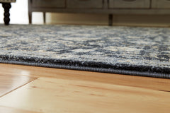Hilcott Blue/Cream/Brown 7'10" x 10'6" Rug - Ornate Home