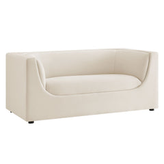 Hilda Alabaster 67" Curved Back Performance Velvet Loveseat - Ornate Home