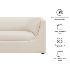 Hilda Alabaster 67" Curved Back Performance Velvet Loveseat - Ornate Home