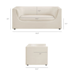 Hilda Alabaster 67" Curved Back Performance Velvet Loveseat - Ornate Home