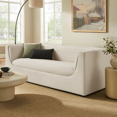Hilda Alabaster 86" Curved Back Performance Velvet Sofa - Ornate Home