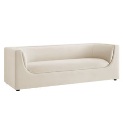 Hilda Alabaster 86" Curved Back Performance Velvet Sofa - Ornate Home