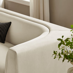 Hilda Alabaster 86" Curved Back Performance Velvet Sofa - Ornate Home