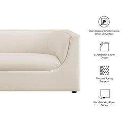 Hilda Alabaster 86" Curved Back Performance Velvet Sofa - Ornate Home