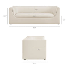Hilda Alabaster 86" Curved Back Performance Velvet Sofa - Ornate Home