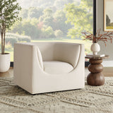 Hilda Alabaster Curved Back Performance Velvet Armchair - Ornate Home