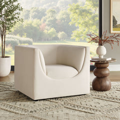 Hilda Alabaster Curved Back Performance Velvet Armchair - Ornate Home