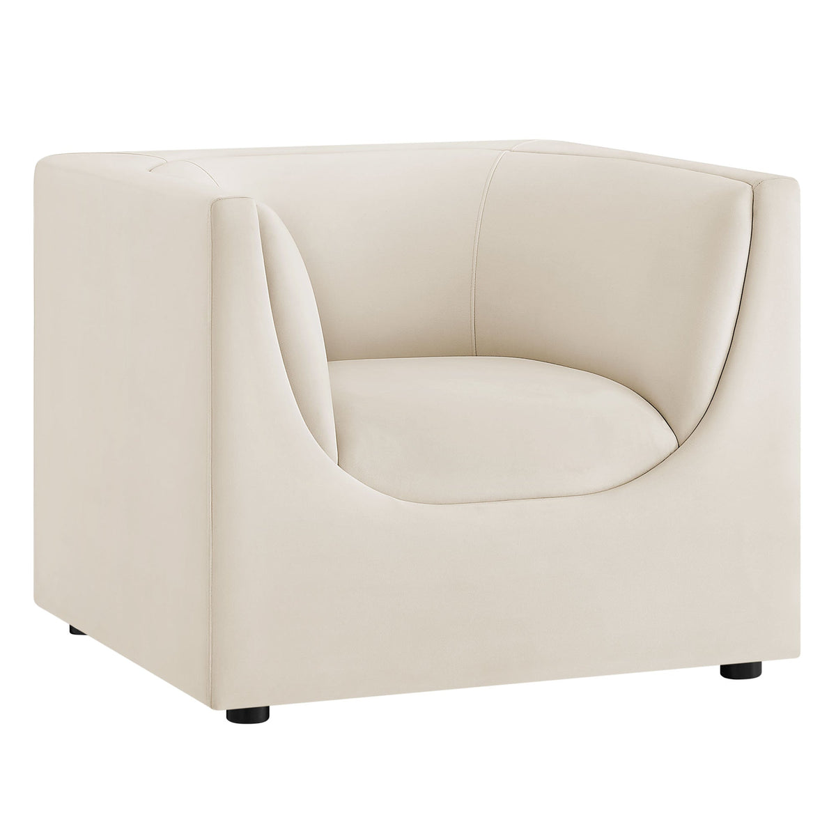 Hilda Alabaster Curved Back Performance Velvet Armchair - Ornate Home