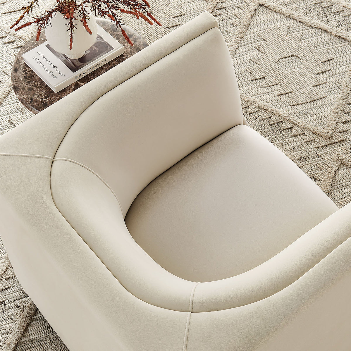 Hilda Alabaster Curved Back Performance Velvet Armchair - Ornate Home